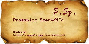Prosznitz Szervác névjegykártya